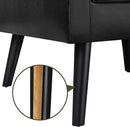 Yaheetech Mid-Century Accent Chairs, PU Leather Modern Upholstered Living Room Chair, Cozy Armchair Button Tufted Back and Wood Legs for Bedroom/Office/Cafe Black by CozyNest Decor