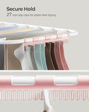 SONGMICS Clothes Drying Rack, Foldable 2-Level Laundry Drying Rack, Free-Standing Laundry Airer, with Height-Adjustable Wings, 33 Drying Rails, Sock Clips, White and Pink ULLR053P01V1 by CozyNest Decor