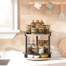 Lazy Susan Organizer, Rotating Spice Rack, 2 Tier Spice Turntable Organizer, Industrial Turntable Spice Holder, for Kitchen Countertop and Cabinet, Compact and Versatile, Greige SR22BG by CozyNest Decor