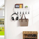 Shelf with Hooks, Coat Rack Wall Mount with 6 Double Metal Hooks, 17 Inch Farmhouse Wall Hooks with Shelf for Entryway, Bathroom, Kitchen, White by CozyNest Decor