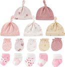 Newborn Baby Boy Girl Caps Mittens Socks Set Cotton Baby Essentials Accessories (Hats+Gloves+Socks) by TinyTreasures Baby Boutique