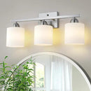 Stainless Steel Milk Glass Vanity Lights for Bathroom, 3 Light Brushed Nickel Bathroom Light Fixtures Over Mirror, Ceramic E26 Sockets Wall Mounted by CozyNest Decor