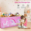 Unicorn Extra Large Toy Box Chest with Flip Lid for Kids, Collapsible Oxford Toy Storage Box with Handles Mesh Pockets, Sturdy Waterproof Toy Box for Bedroom Playroom, 37.7×12.5×15.7 Inch by TinyTreasures Baby Boutique