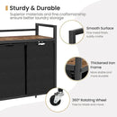 Laundry Hamper, Laundry Basket, Laundry Sorter with 2 Removable Bags, Clothes Basket with 2 Compartments, Wheels, Shelf for Laundry Room Bathroom Bedroom (2 Bags-Black) by CozyNest Decor