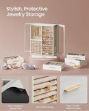 SONGMICS Jewelry Box 360° Rotating, Jewelry Storage Case with 7 Drawers, Jewelry Organizer, Glass Window, Spacious, Vertical Jewelry Storage, Open Design, Great Gift, Cloud White UJBC201W01 by TinyTreasures Baby Boutique