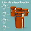 Home Intuition Ceramic Kitchen Canisters Set of 4 with Wooden Spoon Set – Airtight Containers, Metal Latches for Utmost Freshness – Sugar, Coffee, Flour, Tea & More | Rust by CozyNest Decor
