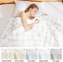 Latepis White Faux Fur King Blanket Cozy Bubble Blanket Soft Fuzzy Thick Living Room Blanket for Bed Sofa Bedroom Plush Fluffy Warm Blanket for All Seasons Luxury Throw Blanket 90x108 Inch, 860gsm by CozyNest Decor