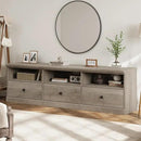 IDEALHOUSE 70in TV Stand for TVs up to 80", Mid Century Modern Entertainment Center with Storage Drawer and Open Shelves, TV Console Media Cabinet for Living Room, Bedroom, Rustic Gray by CozyNest Decor