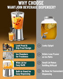 WantJoin Beverage Dispenser With Stand, Drink Dispenser for Party, Stainless Steel Water Dispenser with Ice Core, Spigot, Drink Jar Jug For Home Parties Lemonade, Clear Acrylic, 2-GALLONS 8 Liters by CozyNest Decor