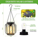 Solar Hanging Lanterns Outdoor: 2 Pack Metal Solar Hanging Lights with Hook, Bright - Warm Waterproof LED Lanterns for Outside, Classic Decorative Solar-Powered Light for Yard Garden Patio Porch Decor by CozyNest Decor
