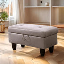 Ottoman Rectangular Storage Ottoman Bench, Faux Leather Footrest, Coffee Table, Stool Footstool with Hinged Lid for Living Room, Bedroom, Entryway, Champagne, 28.5"x19"x17.5" by CozyNest Decor