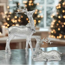 DN DECONATION Christmas Reindeer Figurines, Winter Deer Small Statues Decor, Silver Decorative Reindeer Sculptures, Resin Xmas Holiday Home Décor Accents for Office Living Room & Bedroom 2PCS by CozyNest Decor