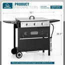 MFSTUDIO 27 Inch Flat Top Propane Gas Griddle Grill, Ceramic Coated Cast Iron Pan, Outdoor Flattop Grill with Lid for Cooking by GreenHaven Gardens