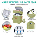 PIIOSER Breastmilk Cooler Bag with Ice Pack Fits 6 Baby Bottles Up to 9 Ounce, Insulated Baby Bottle Tote Bags, Double Layer Waterproof Leak-Proof with Shoulder Strap for Nursing & Working Mom (Green) by TinyTreasures Baby Boutique