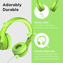 LilGadgets Connect+ Pro Wired Kids Headphones for School w/Microphone, Volume Limiting & Noise Reduction Over-Ear Headset w/Cord, SharePort Technology & SoftTouch Padding, Green Headphones for Kids by TinyTreasures Baby Boutique