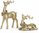 DN DECONATION 2pcs Gold Christmas Reindeer Statue, Christmas Clearance Small Resin Reindeer Figurine Indoor, Tabletop Reindeer Christmas Decor, Deer Figurine Decorations for Home by CozyNest Decor