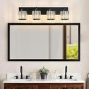 Modern Bathroom Vanity Light 4-Lights Plating Black Crystal Bathroom Wall Light Vanity Light Fixtures by CozyNest Decor