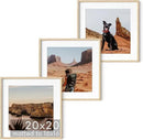 Haus and Hues Solid Oak Wood 20”x20” Picture Frames Matted to 16”x16” Set of 3 - Natural Oak Picture Frame 20x20, Portrait 20x20 Frames, 20 x 20 Frame with Mat, 20x20 Picture Frames (Beige Oak Frames) by CozyNest Decor