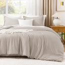 Litanika Comforters Super King Size Linen, 3 Pieces Lightweight Solid Bedding Set & Collections, All Season Fluffy Bed Set (120x120In Comforter & 2 Pillowcases) by CozyNest Decor