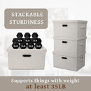 Medium 15" 21 Quart Collapsible Stackable Storage Bins with Lids, 5 Packs Beige Foldable Fabric Closet Boxes Heavy-duty Lidded Linen Cube Baskets Container Organizers and Storage by TinyTreasures Baby Boutique