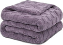 Pawque Super Soft Cozy Throw Blanket Twin Size for Couch Bed, Fluffy Sherpa Fleece Reversible Thick Warm Fuzzy Blanket for All-Season, 3D Checkered Jacquard Decorative Blankets, Purple, 60" x 80" by CozyNest Decor