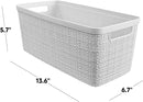 Curver Jute Decorative Plastic Organization and Storage Basket Perfect Bins for Home Office, Closet Shelves, Kitchen Pantry and All Bedroom Essentials, Slim, White, Set of 8 by TinyTreasures Baby Boutique