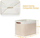 DULLEMELO 2-Pack Large Storage Baskets for Organizing 16"x12"x12" Canvas Fabric Storage Basket Bins With Leather Handles for Shelf Clothes Empty Gift Basket (White&Khaki) by TinyTreasures Baby Boutique