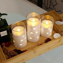 NURADA Flickering Flameless Candles: Built-in Star String Lights Acrylic 3D Wick Battery Operated LED Pillar Candles with Remote and Timer for Romantic Mood Home Decoration - 3 Pack Pure White by CozyNest Decor