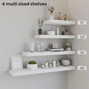 Floating Wood Shelves for Wall 24 Inches x 8”x 1.4” Shelf Floating Home Decor, Heavy Duty Shelf Hold 60 lbs, Wall Shelves for Bathroom Living Room Kitchen Bedroom Office - Set of 2 White by CozyNest Decor