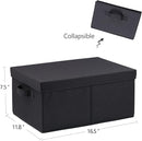 HOONEX Storage Bins with Lids for Organizing, Pack of 2, Storage Boxes with 2 Carrying Handles and Sturdy Heavy Cardboard, 16.5" L x 11.8" W x 7.5" H for Shoes, Books, Clothes, Black by TinyTreasures Baby Boutique