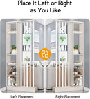 Wall Room Divider, Storage Cabinet Storage Display with Shelves, Modern Freestanding Wood Room Divider Screen, Wall Privacy Screens for Home Office Decorative (Beige+White,31.5" L x 9.5" W x 79.5" H) by CozyNest Decor