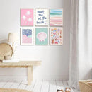 6 Pcs Coastal Beachy Wall Art Tropical Summer Shell Ocean Paintings Prints Posters Trendy Pink Preppy Palm Tree Canvas Wall Decor Aesthetic for Bedroom Living Room Dorm Apartment 8x10inch Unframed by CozyNest Decor