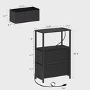 TUTOTAK Small Narrow LED End Table with Charging Station, Side Table Outlets, Nightstand with 2 Cloth Drawers, Couch Table, for Living Room, Bedroom, Bedside, Black TB01BK085L by CozyNest Decor