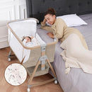 Baby Bassinet, Bassinet Bedside Sleeper with Waterproof Bassinet Sheets and Soft Mattress, Safe Adjustable Height Bedside Bassinets with Wheels, Girl/Boy Bassinets, Khaki by TinyTreasures Baby Boutique