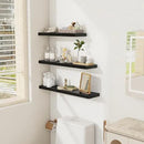 Fun Memories 32 Inch Floating Shelves Wall Shelf Set of 3, Black Bathroom Shelves 32 Inch, Farmhouse Home Decor Living Room, Kitchen Black Shelves for Wall, 32 x 6.7 x 1.4 Inch by CozyNest Decor