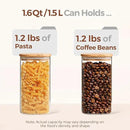 ComSaf Airtight Glass Storage Canister with Wood Lid (1.6 Qt), Clear Food Storage Container Jar with Sealing Lids for Oat Pasta Flour Cereal Rice Sugar Tea Coffee Beans, Set of 3 Square Cookie Jar by CozyNest Decor