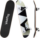 WhiteFang Skateboards for Beginners, Complete Skateboard 31 x 7.88, 7 Layer Canadian Maple Double Kick Concave Standard and Tricks Skateboards for Kids and Beginners by TinyTreasures Baby Boutique