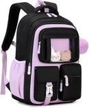 Kids Backpack for Girls School Bags for Middle School Students Book Bag for Elementary Primary Kawaii Ita Backpack, Black and Purple by TinyTreasures Baby Boutique