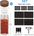 Yangbaga 34Pcs Glass Spice Jars with Labels-4oz Acacia Wood Lid Square Spice Containers with Pepper Grinder Lids &Funnel,Seasoning Jars for Rack Cabinet Drawer by CozyNest Decor