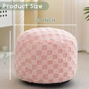 HIGOGOGO Round Stuffed Pouf Ottoman, Plaid Poufs with Foam Chunk Filling, Fluffy and Furry Pouf Foot Stool Storage Ottoman, 20 X 15 Floor Poufs Foot Rest for Living Room, Pink by CozyNest Decor