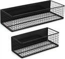 Magnetic Basket, Magnetic Shelf for Fridge,Magnetic Spice Rack Wire Mesh Magnetic Organizer Holder Accessories for Office Kitchen Classroom Storage, Black-High, Large x1&Small x1 Set of 2 by CozyNest Decor