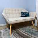 48”Small Loveseat Sofa, Modern Linen Upholstered Mini Couch 2-Seater Fluffy Love Seat with Quilting Backs and Wood Legs for Small Space Living Room, Bedroom, Beige by CozyNest Decor