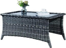 Patio Tables Wicker Coffee Table - Outdoor Rattan Coffee Tables with Glass Top for Patio Proch Deck Balcony Rectangle Mixed Grey by GreenHaven Gardens