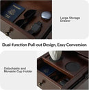 HULALA HOME End Table with Drawer and Charging Station, Modern End Table with USB Ports and Outlets, Wooden Side Table with Storage-Walnut by CozyNest Decor