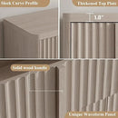 Buffet Cabinet with Storage, 60" Fluted Coffee Bar Cabinet with 4 Drawers & 2 Doors, Solid Wood Handle, Credenza Accent Storage Cabinet for Kitchen Living Dining Room, Natural Oak(1PCS) by CozyNest Decor