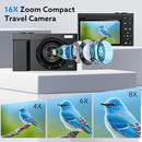 Digital Camera, 4K 64MP Cameras for Photography with 3" 180° Flip Screen,Macro and Wide-Angle Lenses,16X Vlogging Camera for YouTube with 64GB Micro SD Card for Beginner, Teens by TinyTreasures Baby Boutique