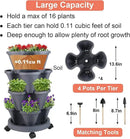 Vertical Planter 4 Tier Stackable Planters Garden Planters Strawberry Herb Flower and Vegetable Planter Indoor Outdoor Gardening Pots with Removable Wheels and Tools by CozyNest Decor