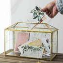 Glass Wedding Card Box with Slot, 12.6 inch Large Clear Card Box Gold Brass Gift Card Storage Box with Lock for Wedding Receptions, Baby Shower, Birthday Party, Bridal Shower by CozyNest Decor