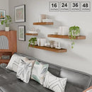 IAE Walnut Floating Wall Shelves 16 inch, Bathroom Shelves Wall Mounted,Invisible Shelf Floating Kitchen Shelves,Wooden Wall Shelving with Brackets for Living Room Wall Mounted,Easy Install,Set of 2 by CozyNest Decor