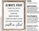 Christian Wall Signs, Inspirational Wood Sign, Farmhouse Home Decor, Bedroom Decoration, Church Room Decor Art, Framed Wall Plaque Sign 15 * 11.5 inches, Always Pray to Have Eyes by CozyNest Decor